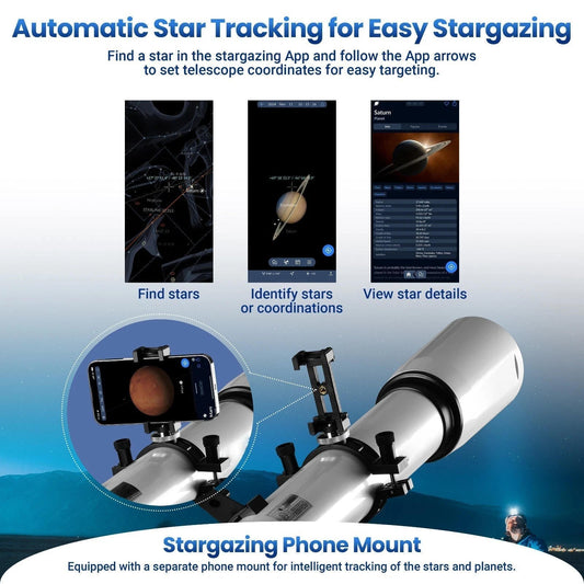 210x Magnification Telescope for Adults & Beginners – Star Tracking App & Pro-Level Design
